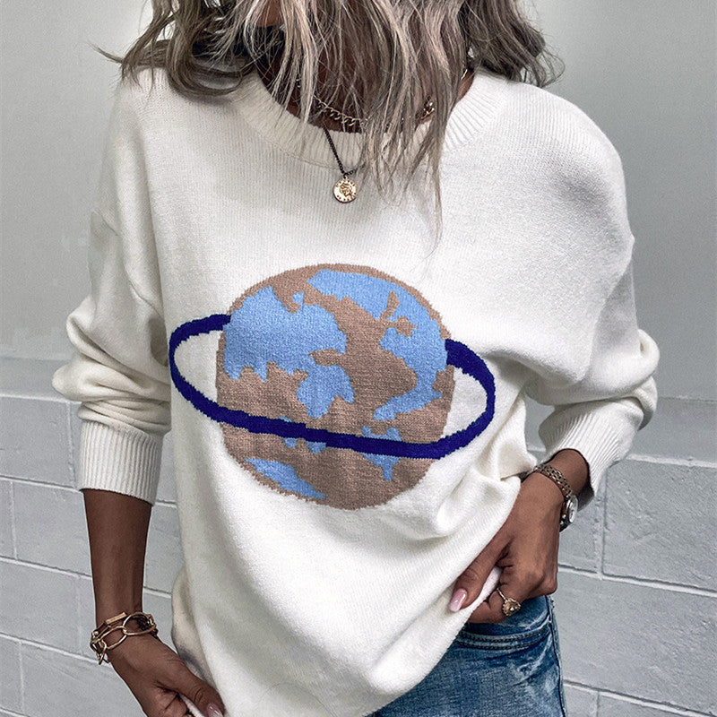 Women's Fashion Casual Jacquard Pullover Sweater