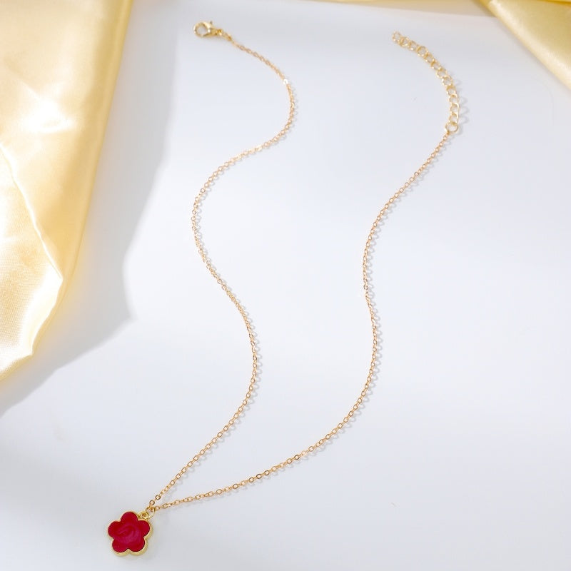 Lucky Five Petal Flower Single Necklace For Women, Simple And Versatile, Fashionable Collarbone Chain Necklace