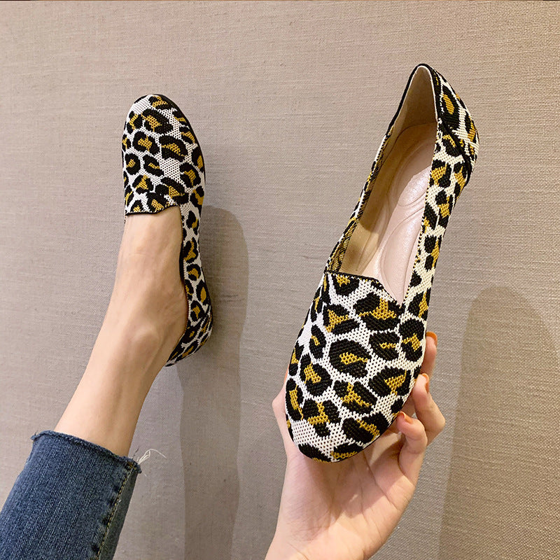 Pumps Round Head Woven Shallow Mouth Flying Woven Women's Flat Bottom