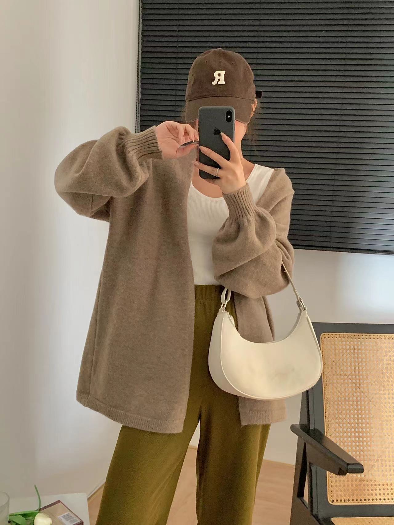 Soft Glutinous Lazy Sweater Coat Loose Design Temperament Mid-length Knitted Cardigan