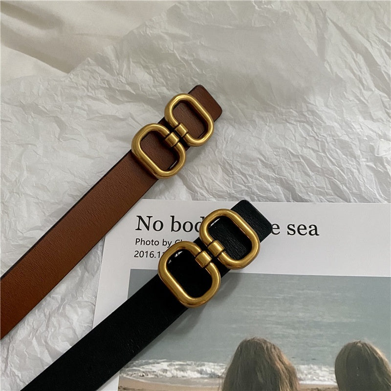 Women's Jeans Versatile Cowhide Belt