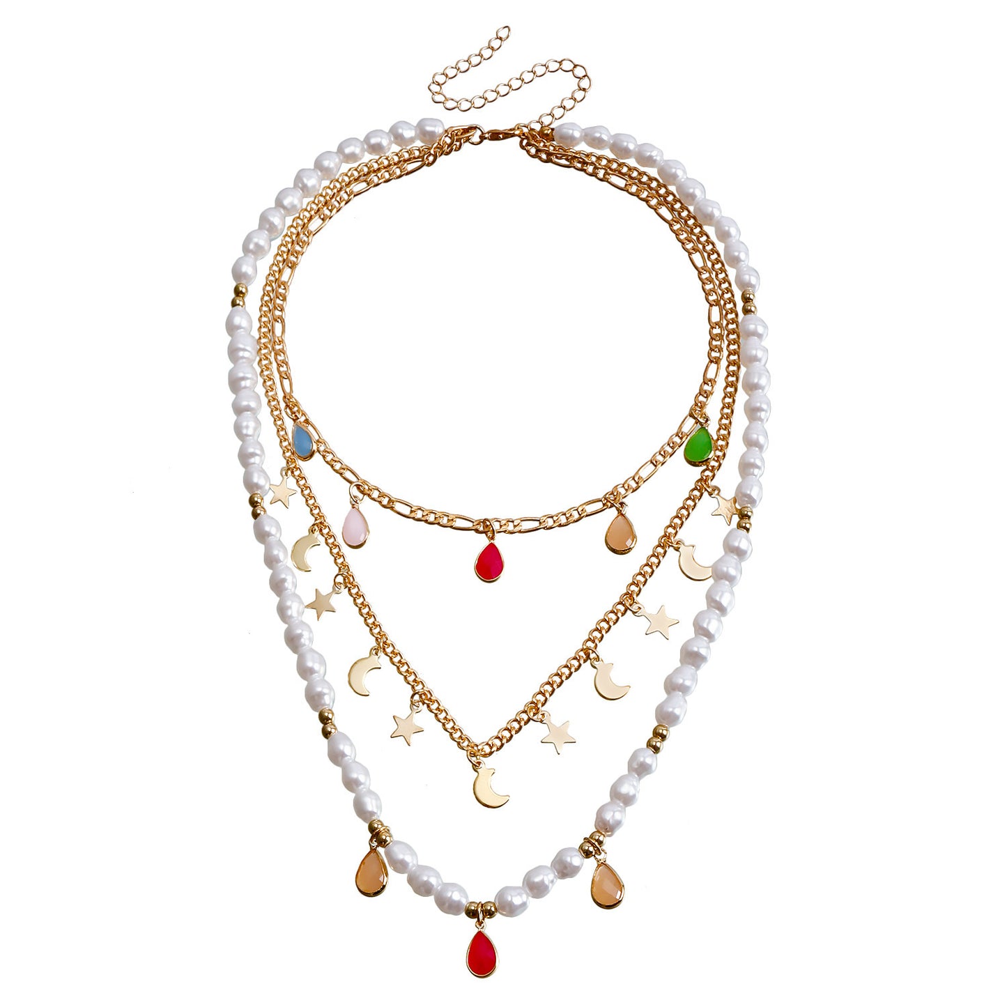 Bohemian Contrast Color Rice-shaped Beads Stringed Beads Multi-layer Necklace