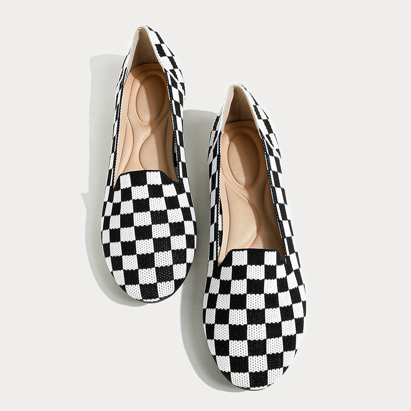 Pumps Round Head Woven Shallow Mouth Flying Woven Women's Flat Bottom