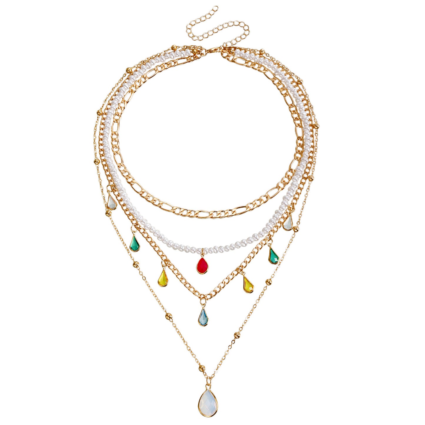 Bohemian Contrast Color Rice-shaped Beads Stringed Beads Multi-layer Necklace