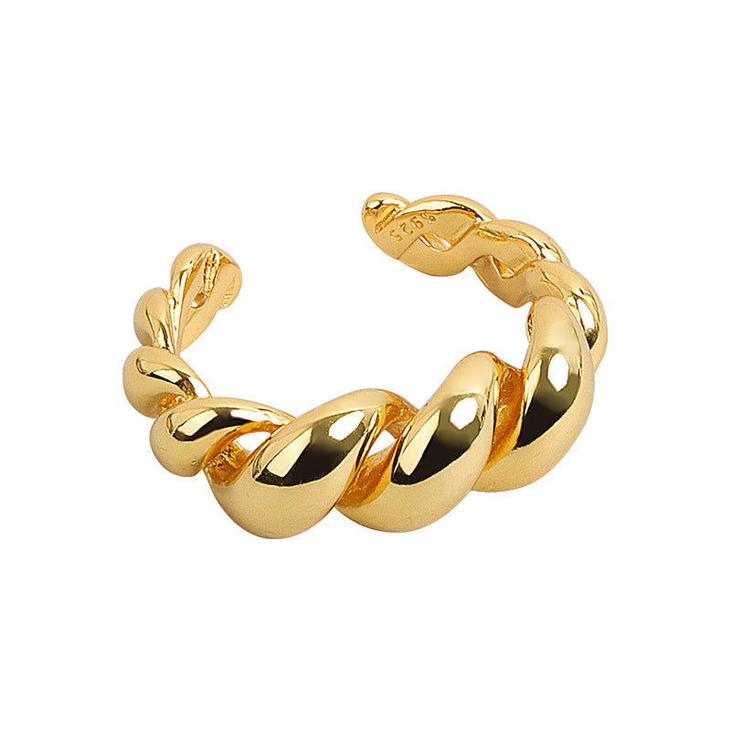 Metal Twist Hollow Index Finger Ring Three-dimensional Gold Plated
