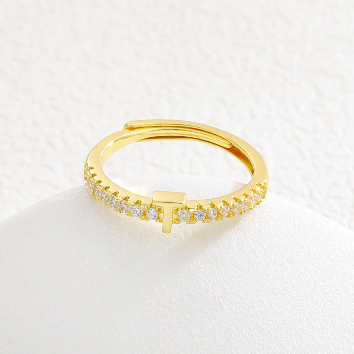 Copper Inlaid Zircon 26 English Letters Ring