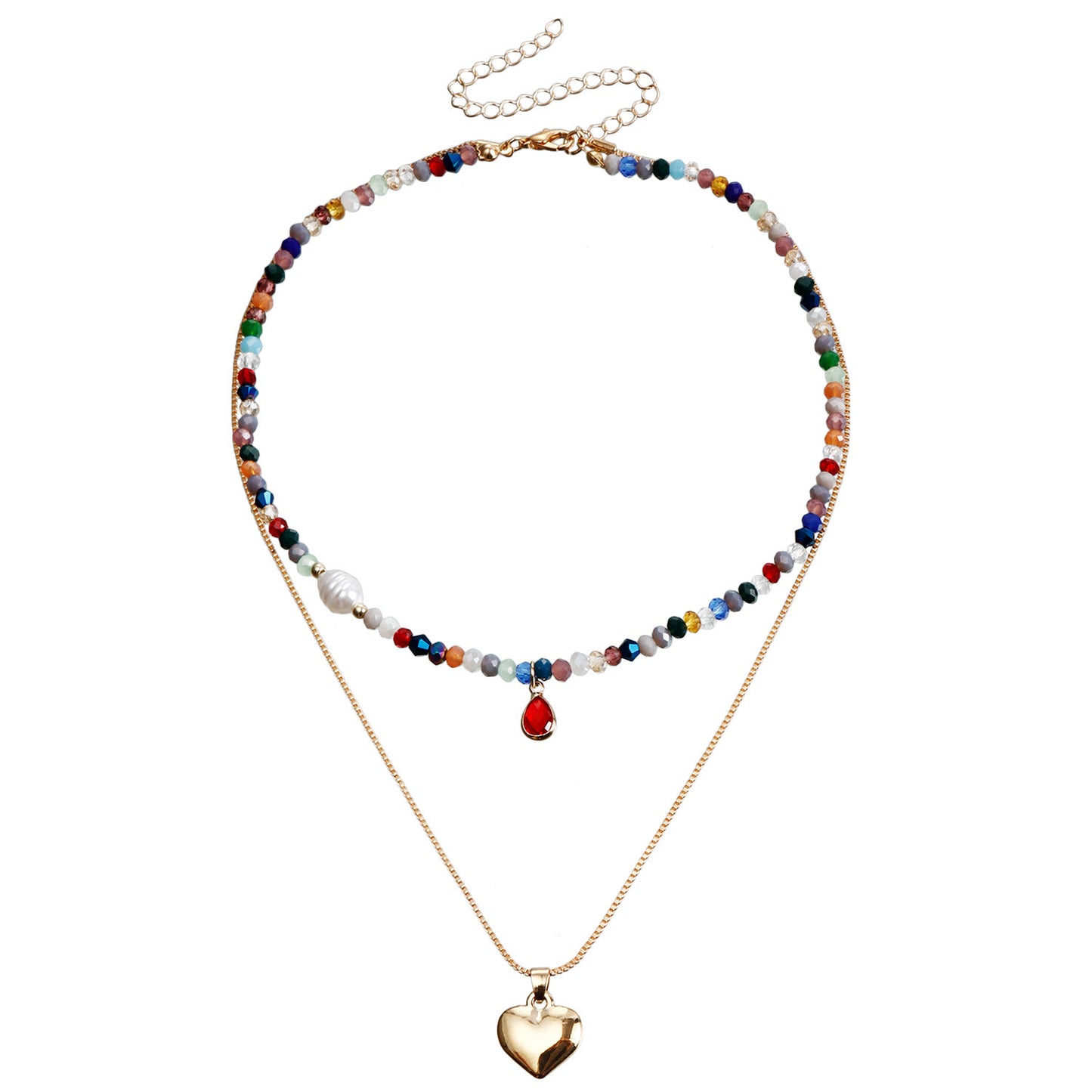 Bohemian Contrast Color Rice-shaped Beads Stringed Beads Multi-layer Necklace