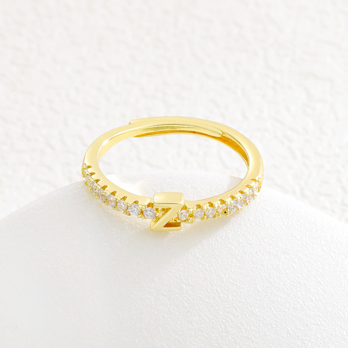 Copper Inlaid Zircon 26 English Letters Ring