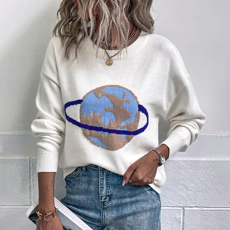 Women's Fashion Casual Jacquard Pullover Sweater