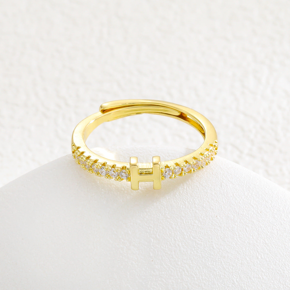 Copper Inlaid Zircon 26 English Letters Ring