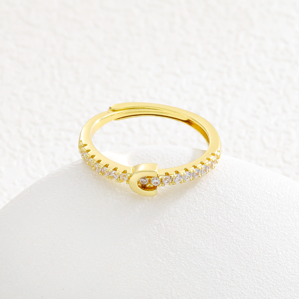 Copper Inlaid Zircon 26 English Letters Ring