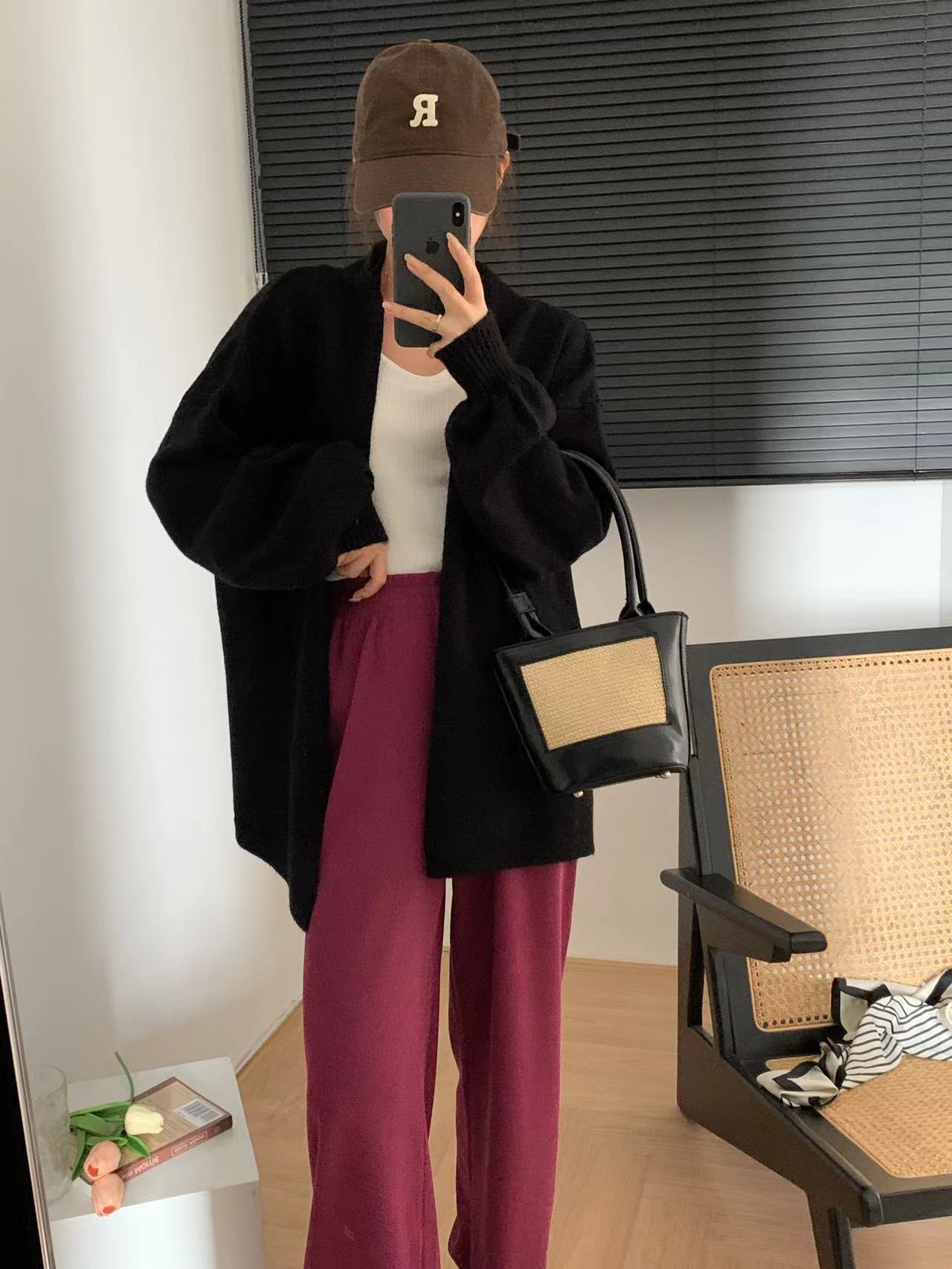 Soft Glutinous Lazy Sweater Coat Loose Design Temperament Mid-length Knitted Cardigan