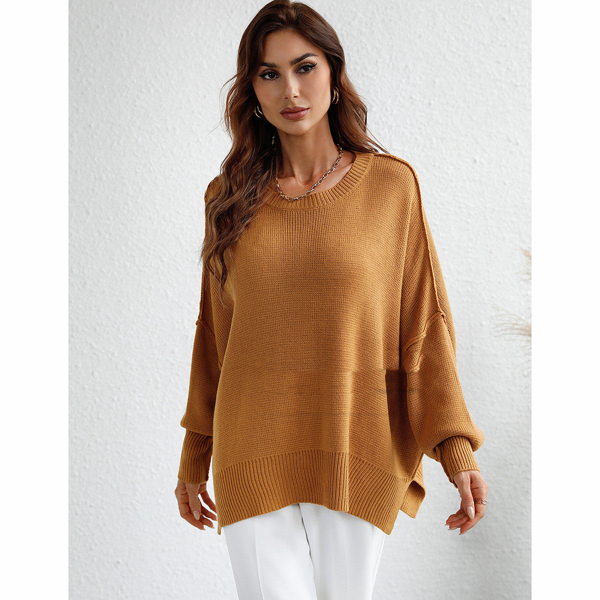 Women's Fashion Long Sleeve Crew Neck Pullover Sweater