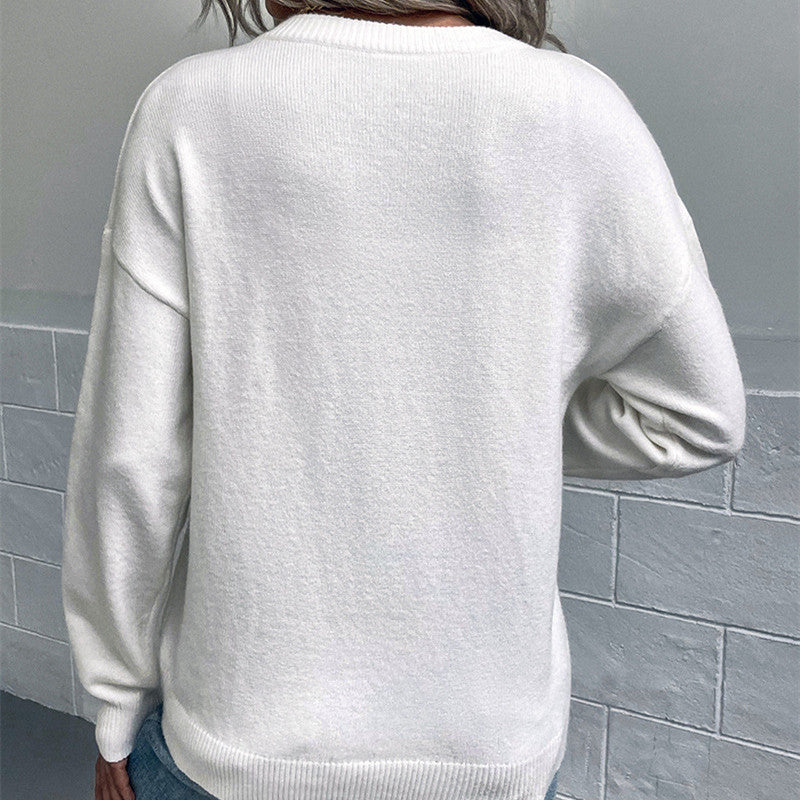Women's Fashion Casual Jacquard Pullover Sweater