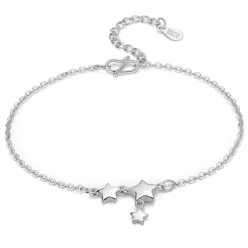 Silver Bracelet Ethnic Style Korean Version Pentagram Star Bracelet Anklet