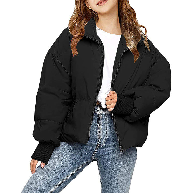 Casual Zipper Lantern Long Sleeve Cotton-padded Coat