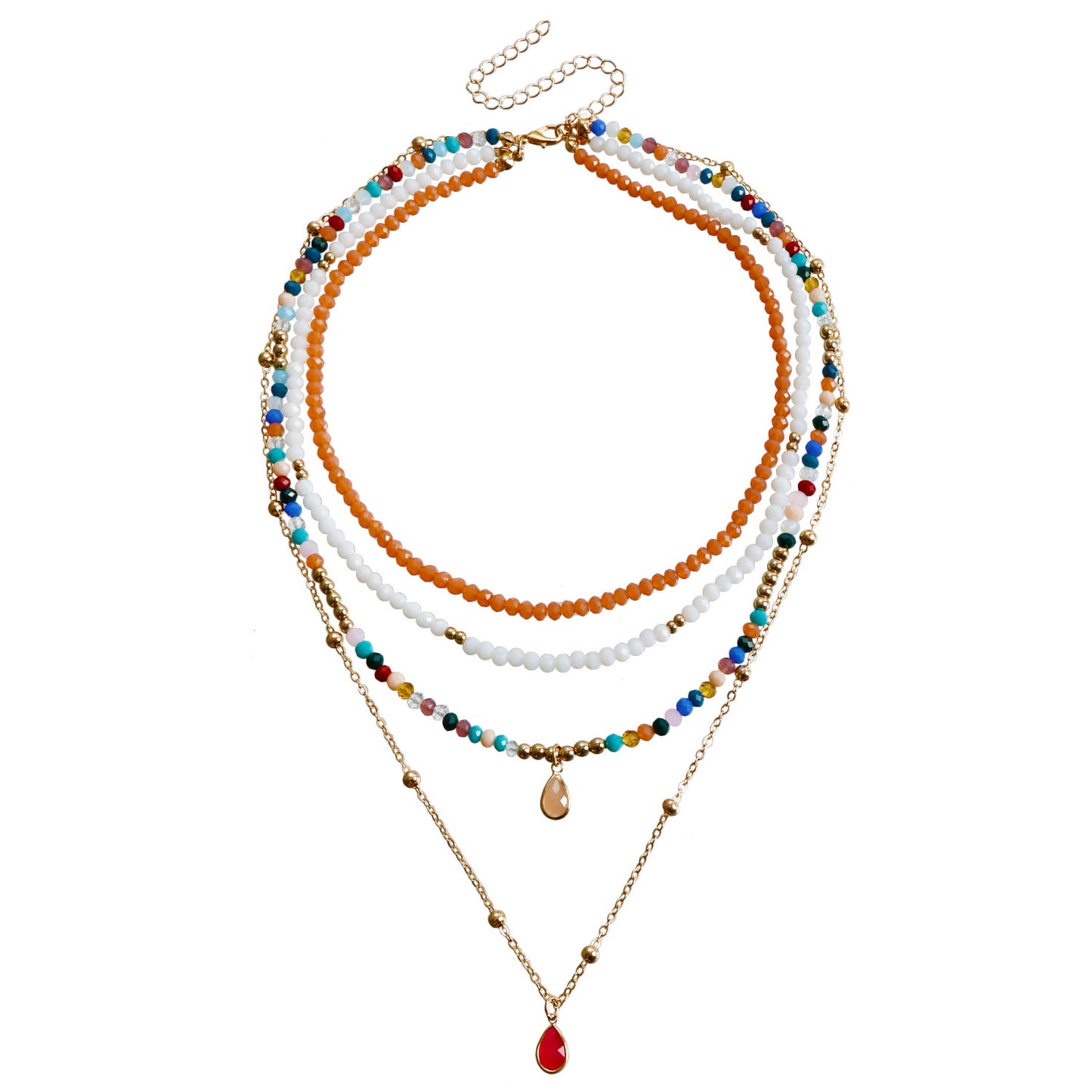 Bohemian Contrast Color Rice-shaped Beads Stringed Beads Multi-layer Necklace