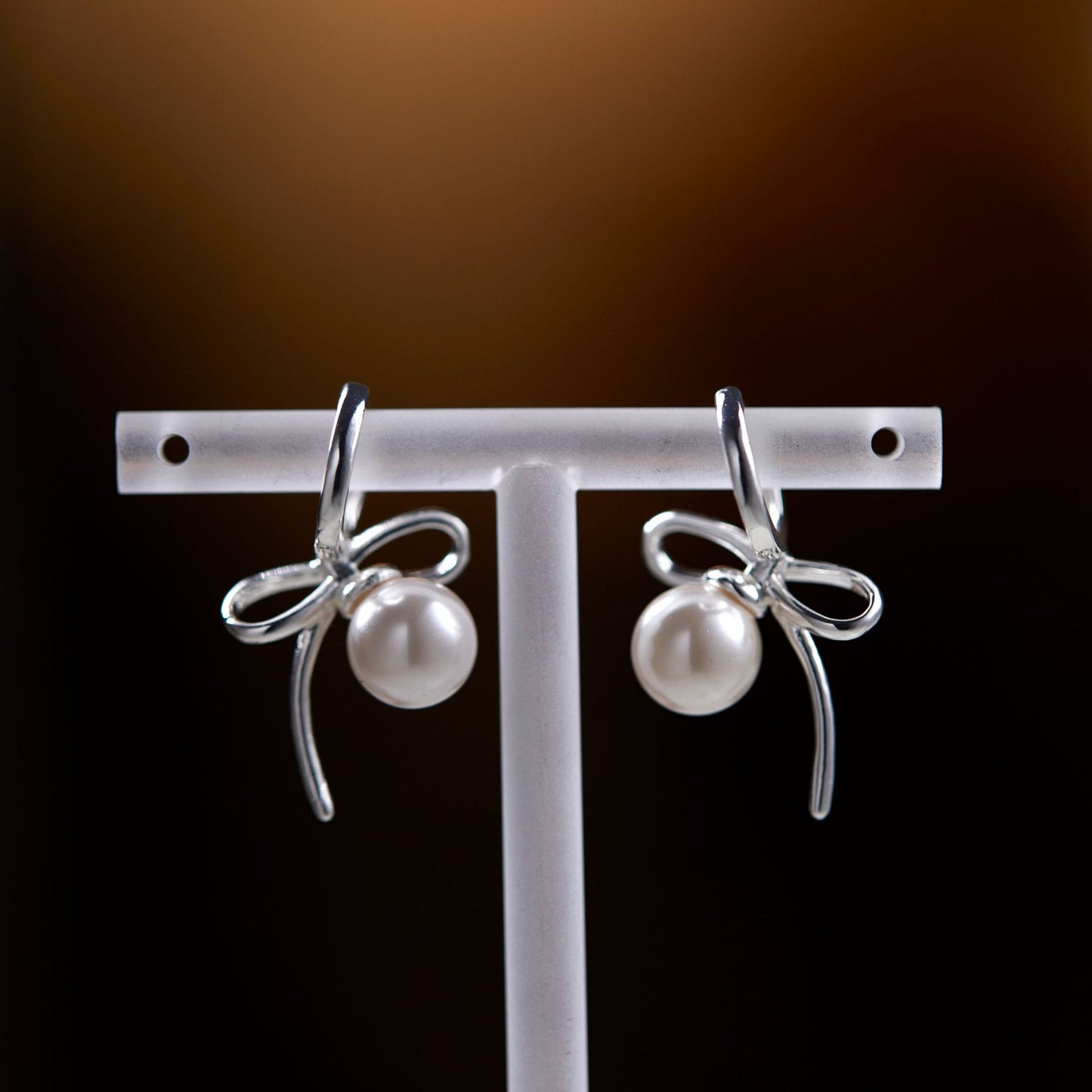 Fashion Bowknot Pearl Earrings Niche