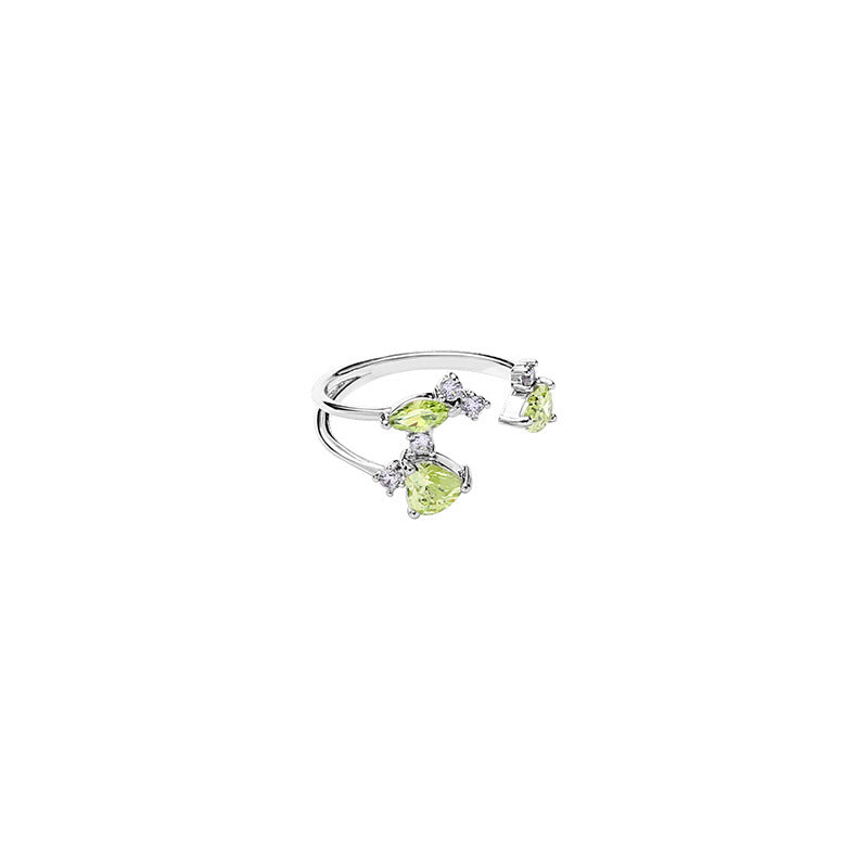 Fashion Colorful Zircon Geometric Ring Female Irregular Special-interest Design