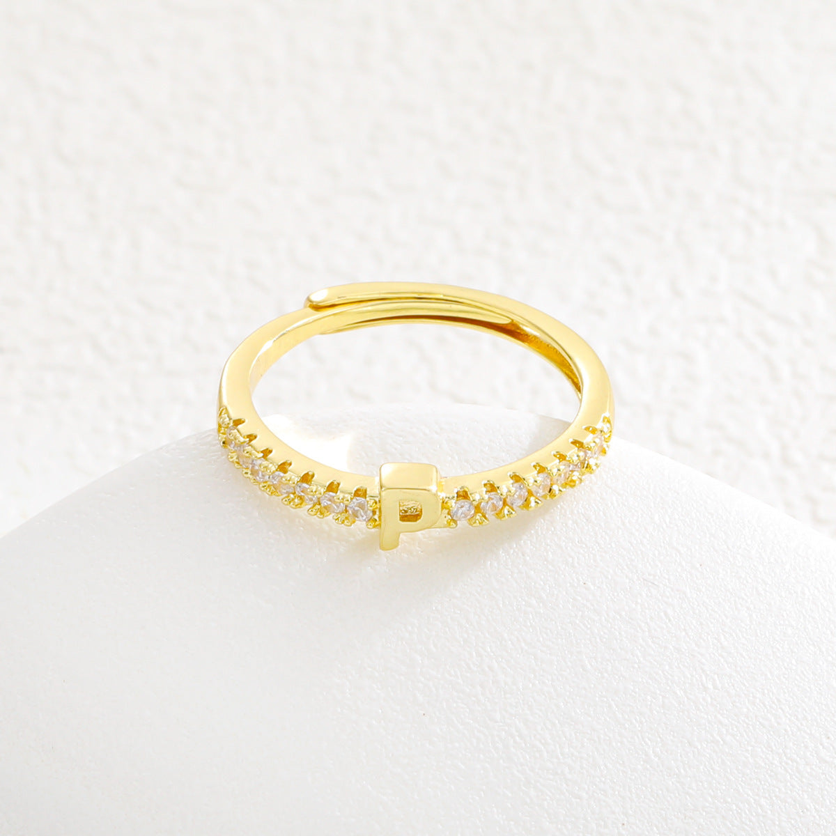 Copper Inlaid Zircon 26 English Letters Ring