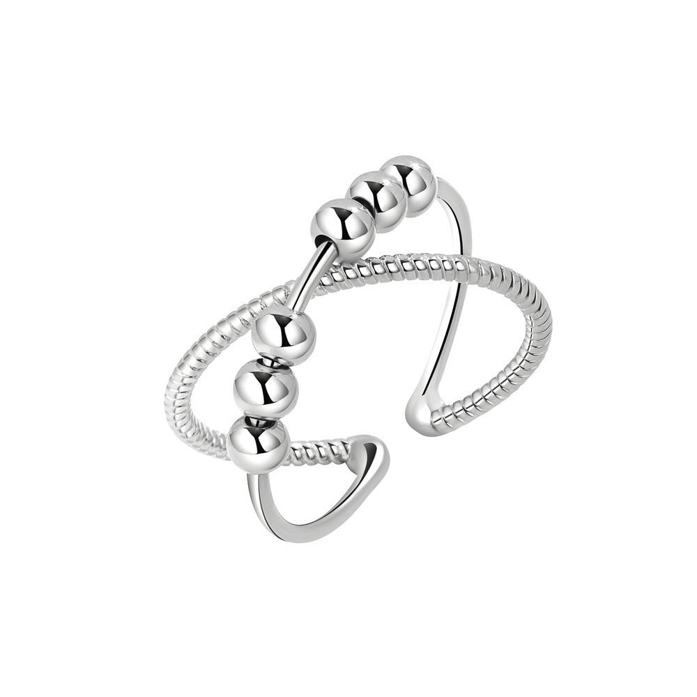 Women's Fashion Simple Flexible Rotating Simple Double-layer Cross Ring