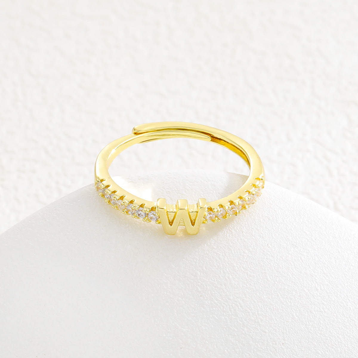 Copper Inlaid Zircon 26 English Letters Ring