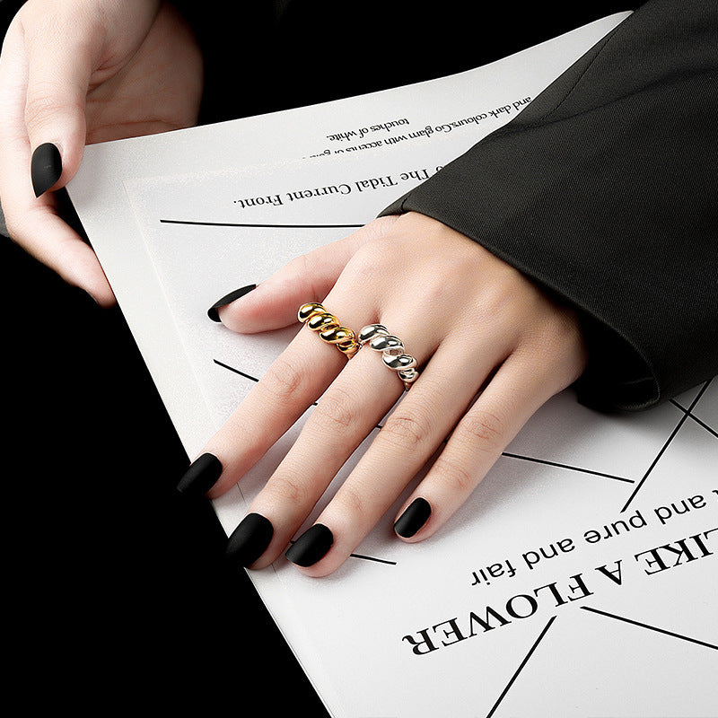 Metal Twist Hollow Index Finger Ring Three-dimensional Gold Plated