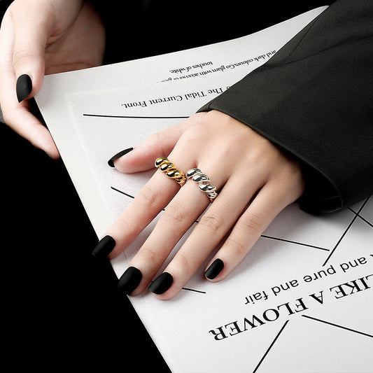 Metal Twist Hollow Index Finger Ring Three-dimensional Gold Plated