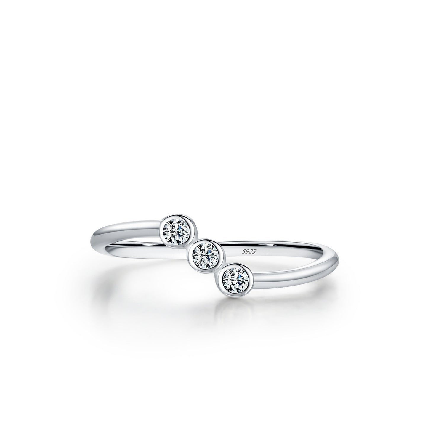 S925 Sterling Silver Affordable Luxury Style Irregular Design Bright Row Diamond Ring
