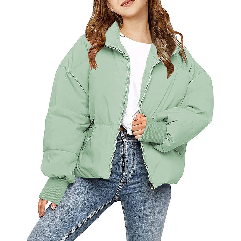 Casual Zipper Lantern Long Sleeve Cotton-padded Coat