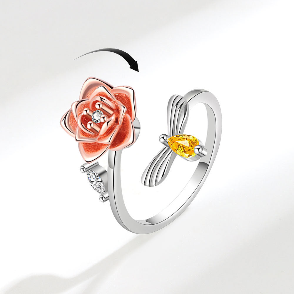 Women's Creative Fashion Rotating Flower Ring
