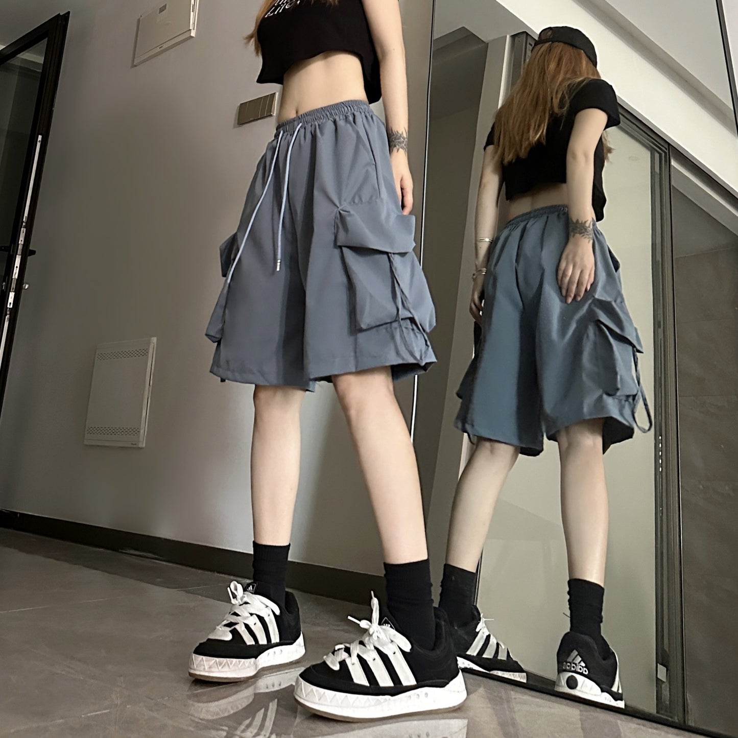 Women's American Summer Thin Wide Leg Casual Shorts