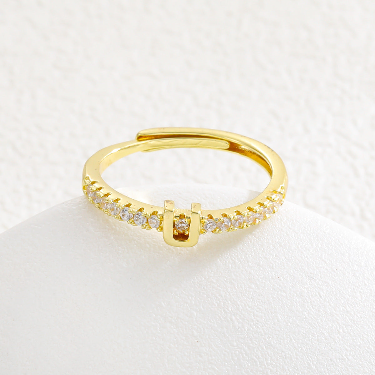 Copper Inlaid Zircon 26 English Letters Ring