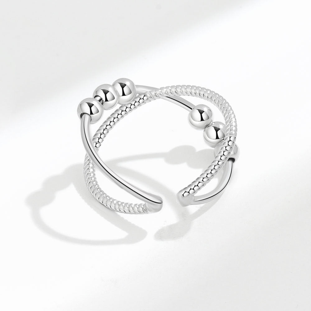 Women's Fashion Simple Flexible Rotating Simple Double-layer Cross Ring