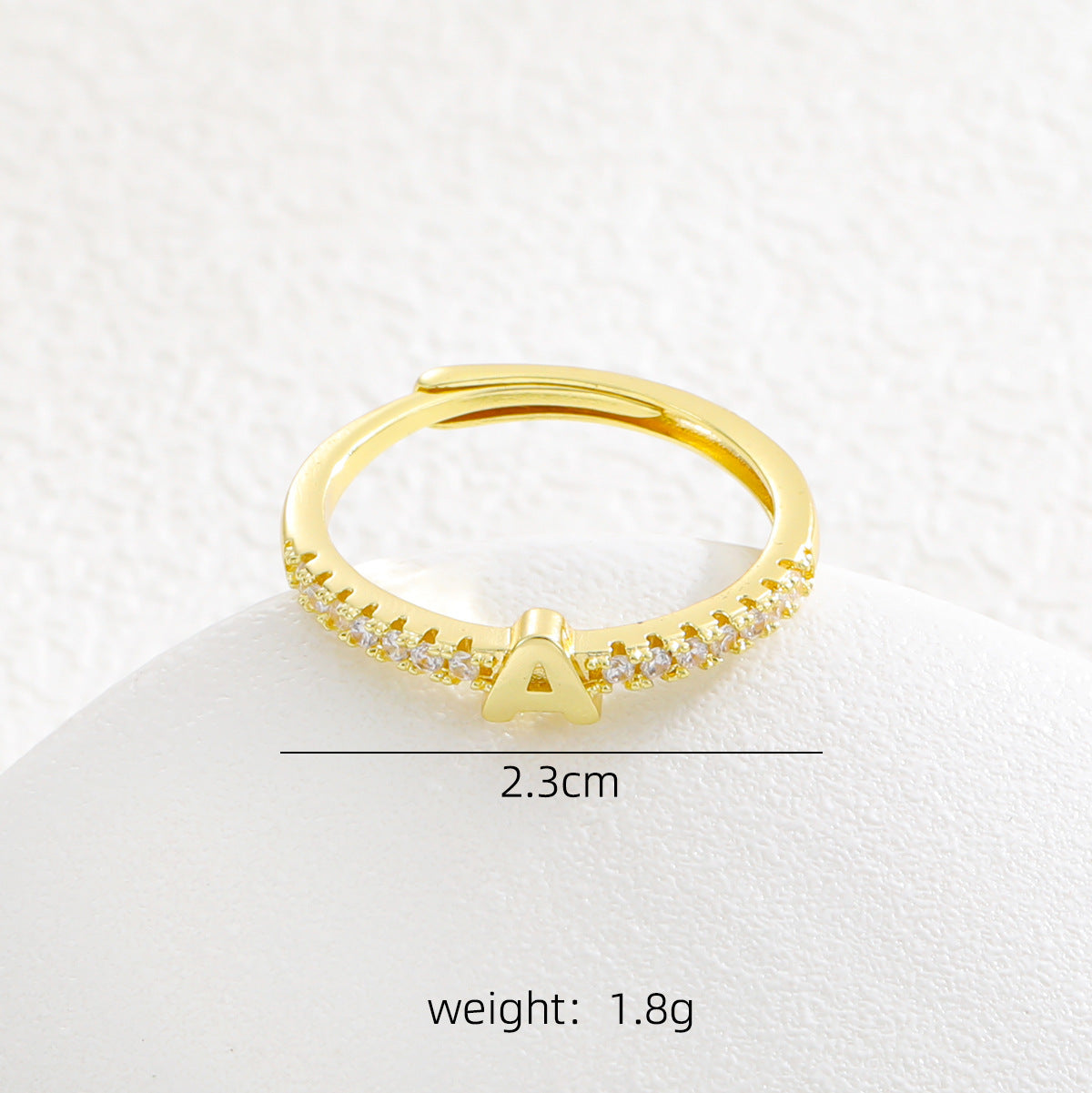 Copper Inlaid Zircon 26 English Letters Ring