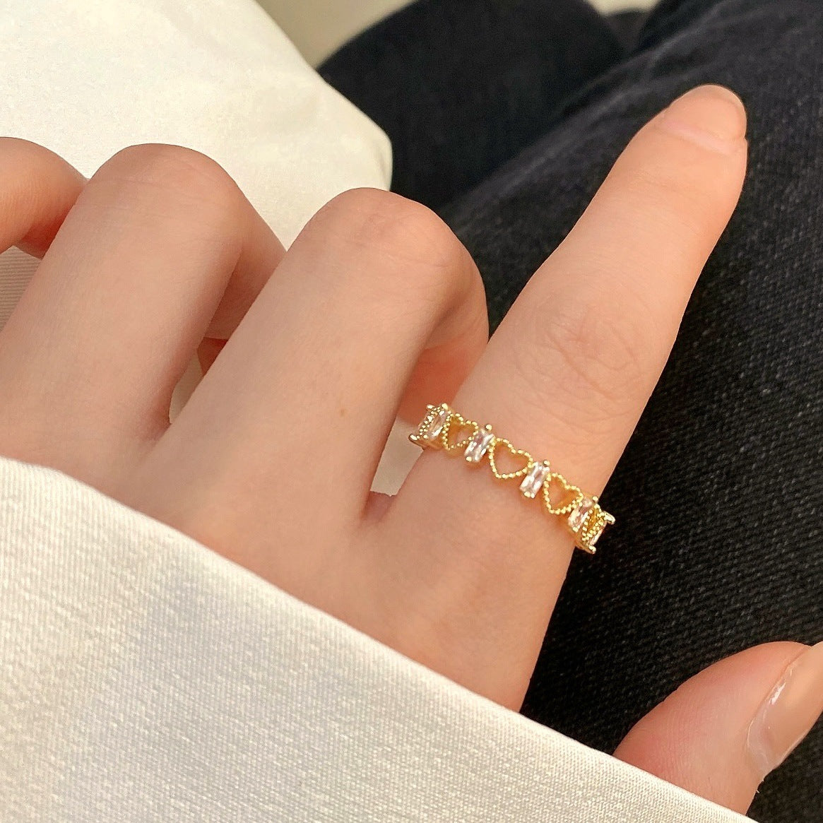 Women's Fashion Personalized Diamond Geometric Ring