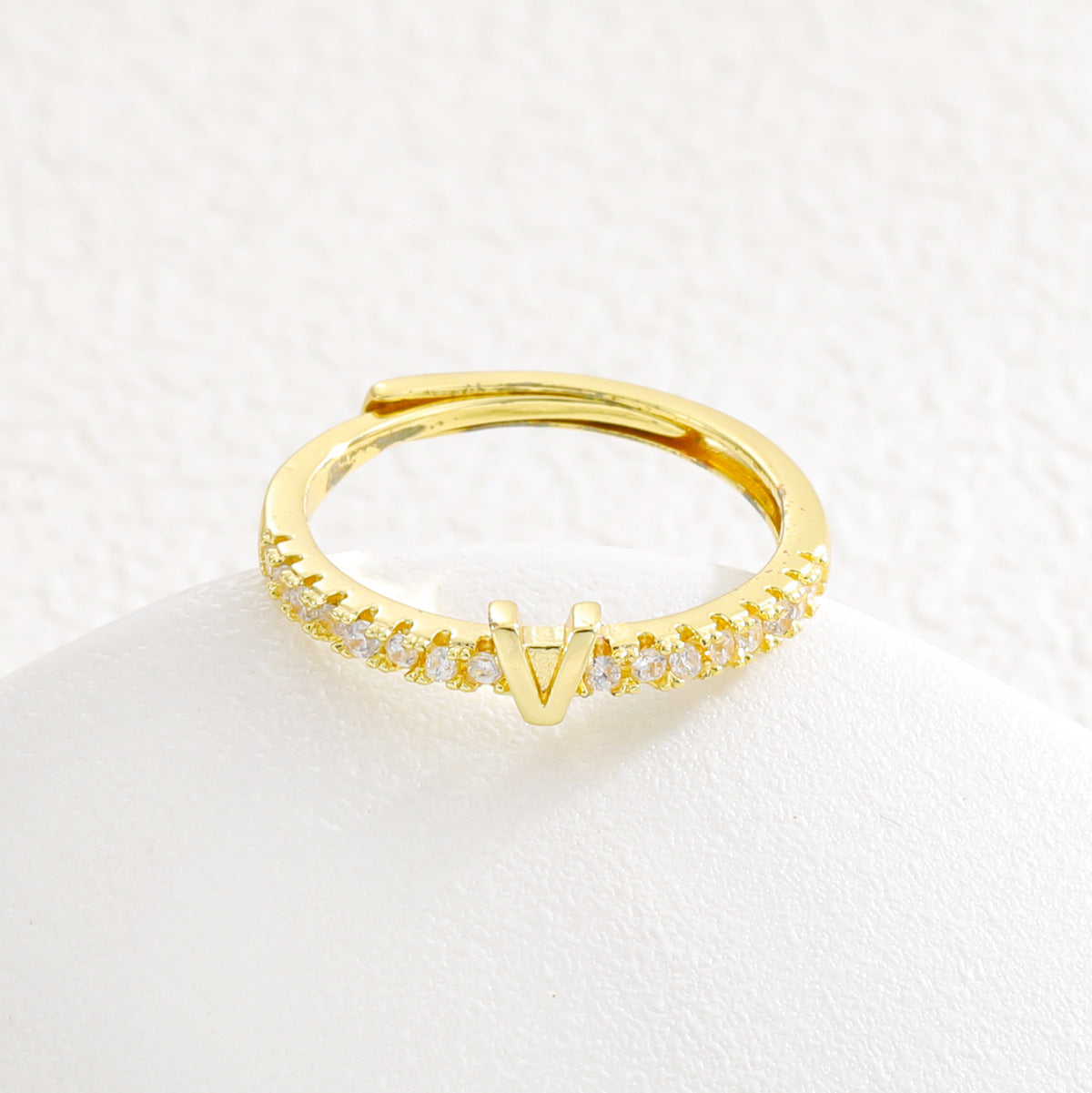 Copper Inlaid Zircon 26 English Letters Ring