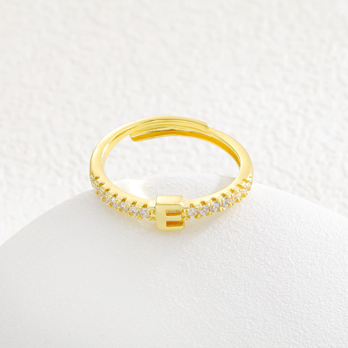 Copper Inlaid Zircon 26 English Letters Ring