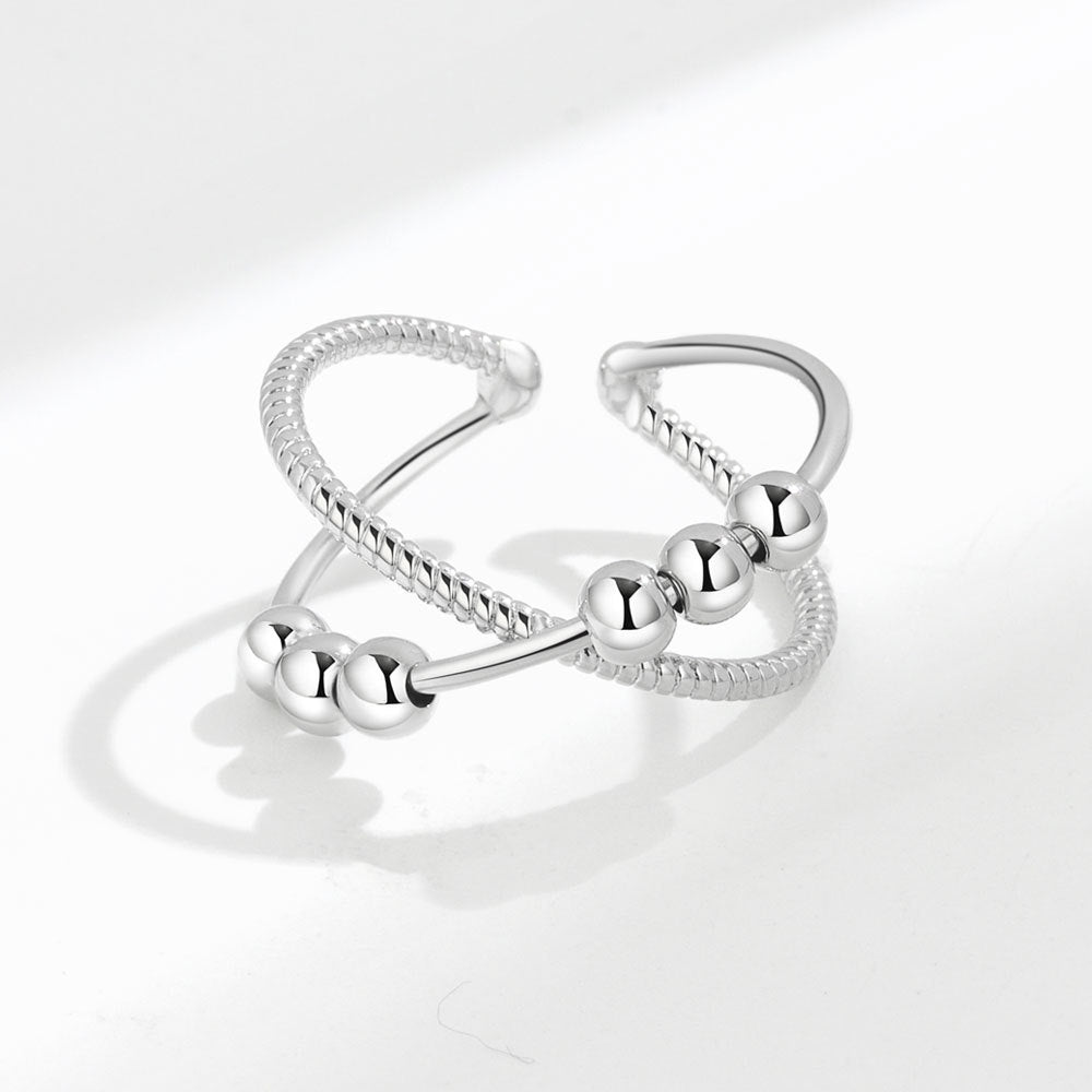 Women's Fashion Simple Flexible Rotating Simple Double-layer Cross Ring