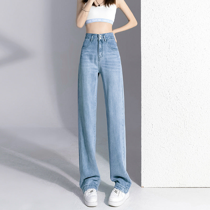 High Waist Drooping Thin Straight Pants