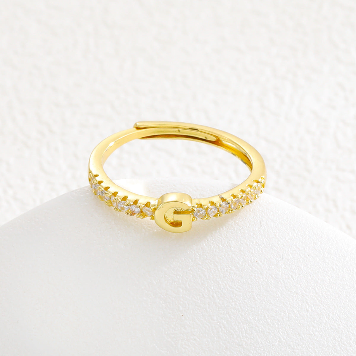 Copper Inlaid Zircon 26 English Letters Ring