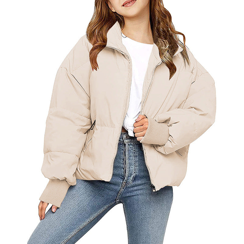 Casual Zipper Lantern Long Sleeve Cotton-padded Coat