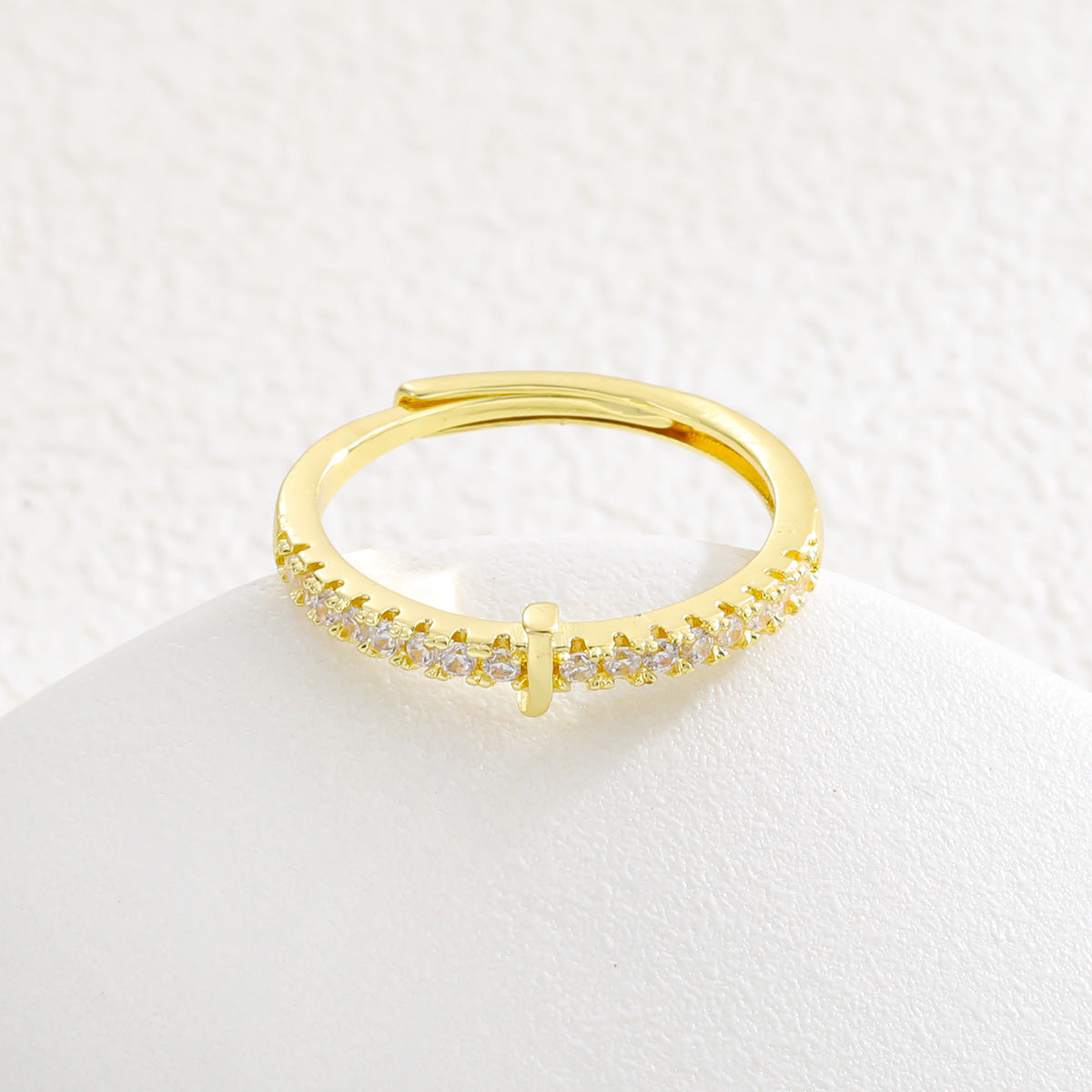 Copper Inlaid Zircon 26 English Letters Ring