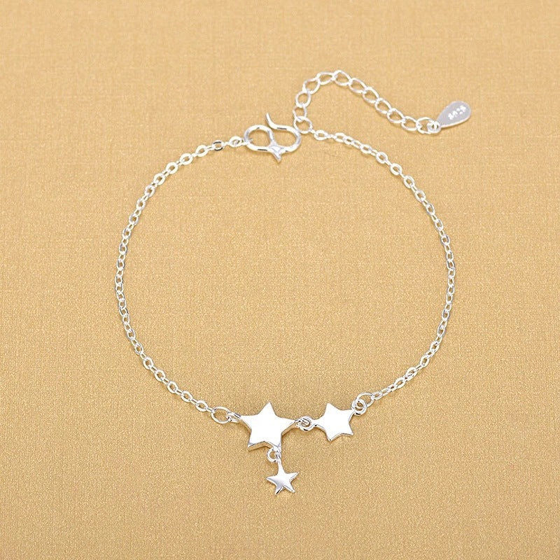 Silver Bracelet Ethnic Style Korean Version Pentagram Star Bracelet Anklet