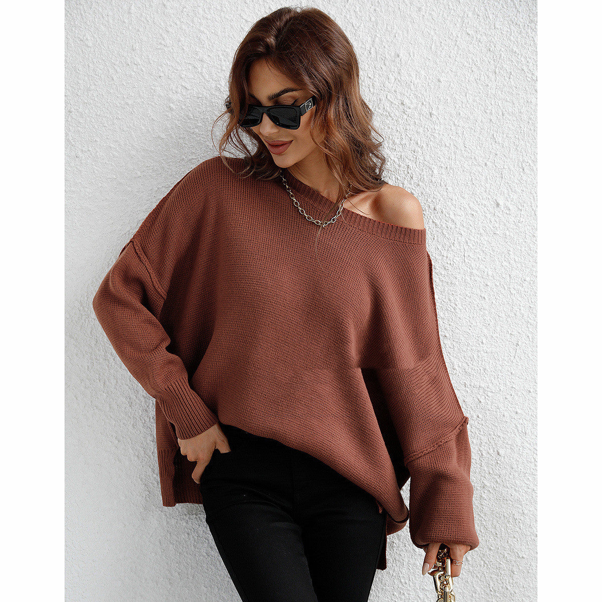 Women's Fashion Long Sleeve Crew Neck Pullover Sweater