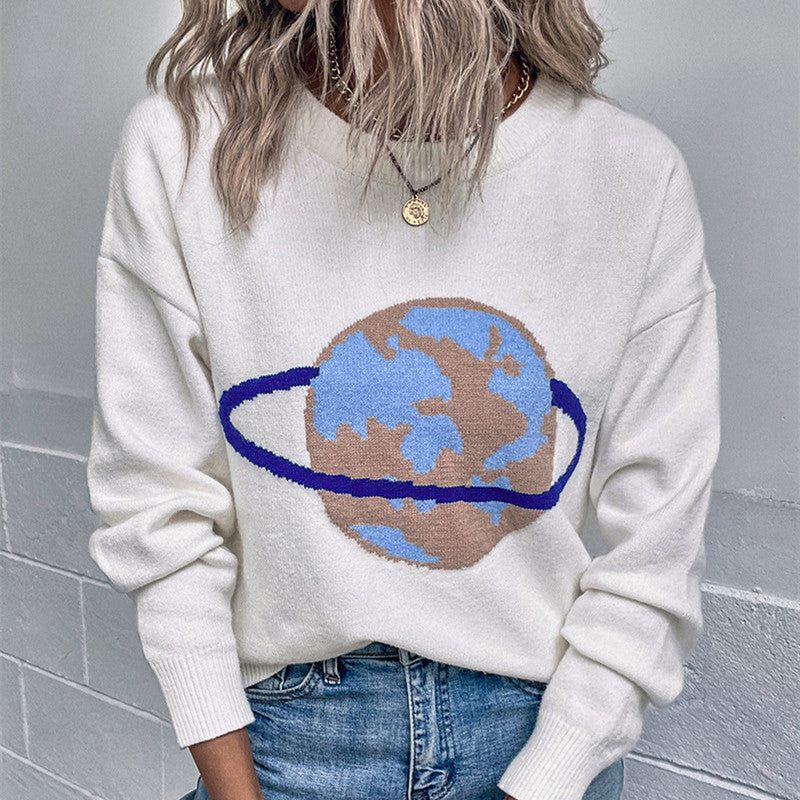 Women's Fashion Casual Jacquard Pullover Sweater