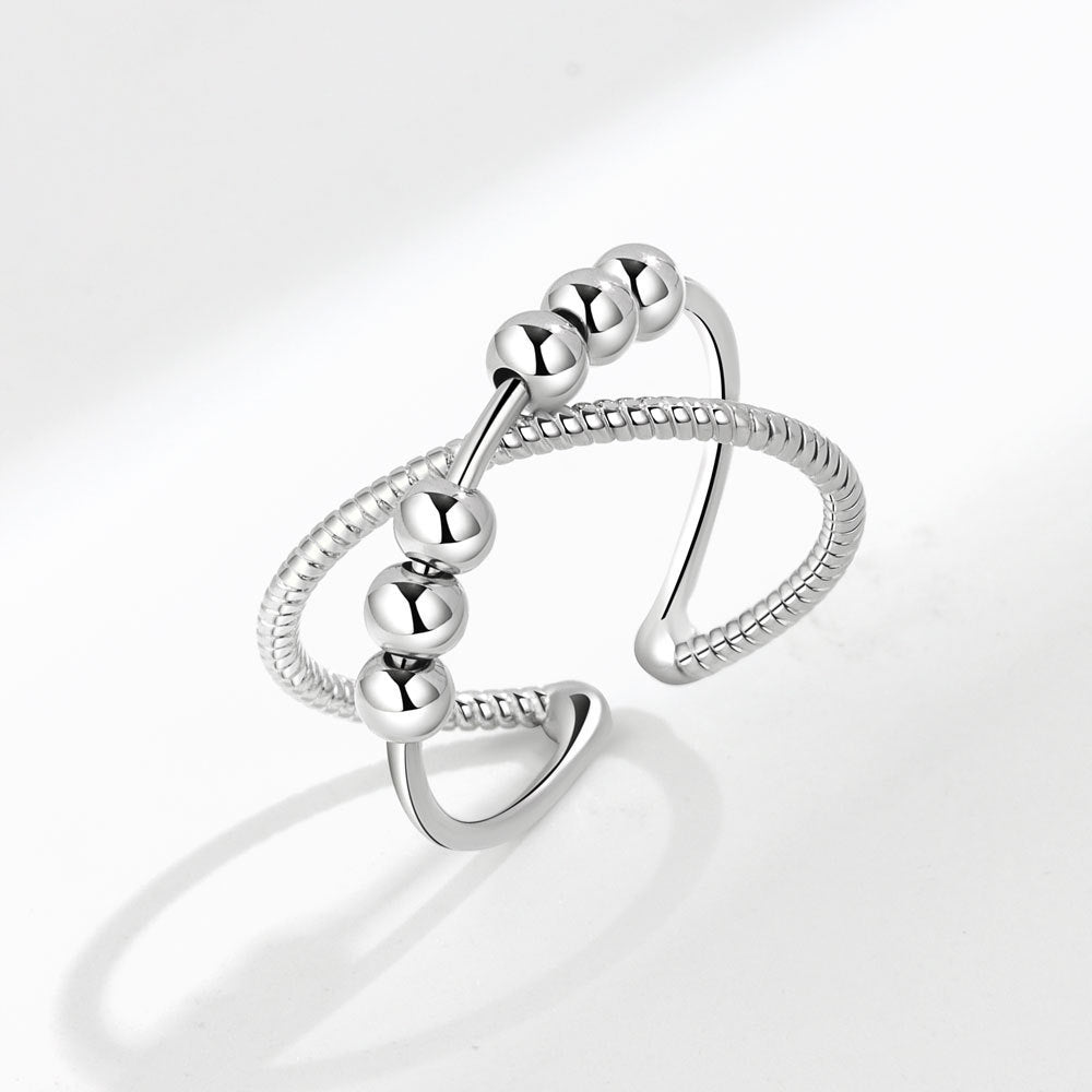 Women's Fashion Simple Flexible Rotating Simple Double-layer Cross Ring