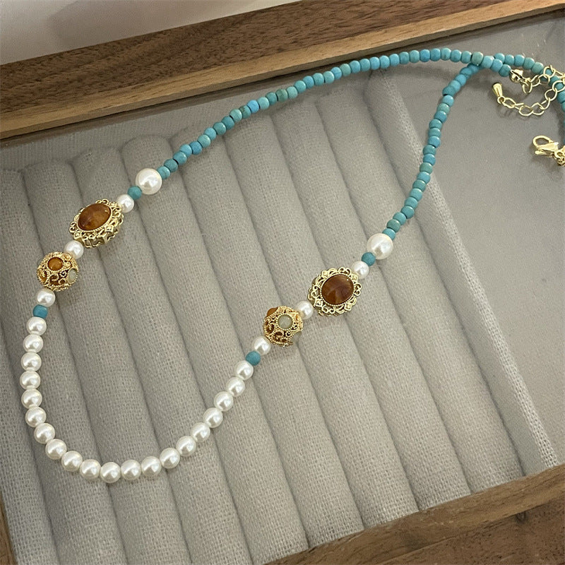 Ins Niche Pearl Stitching Beaded Necklace